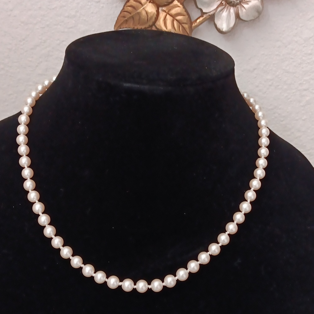 Napier White Pearl Knotted Strand Necklace 19"